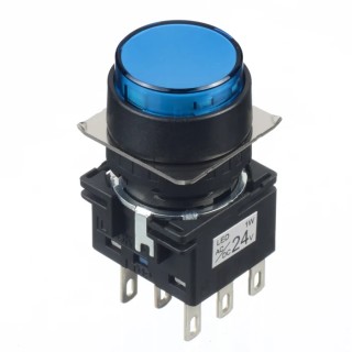 Idec LB Series Illuminated Push Button Switch, Maintained Type, 16 mm Cutout, DPDT, Blue LED, IP65, 30 V dc 125 LB1L-A1T64S