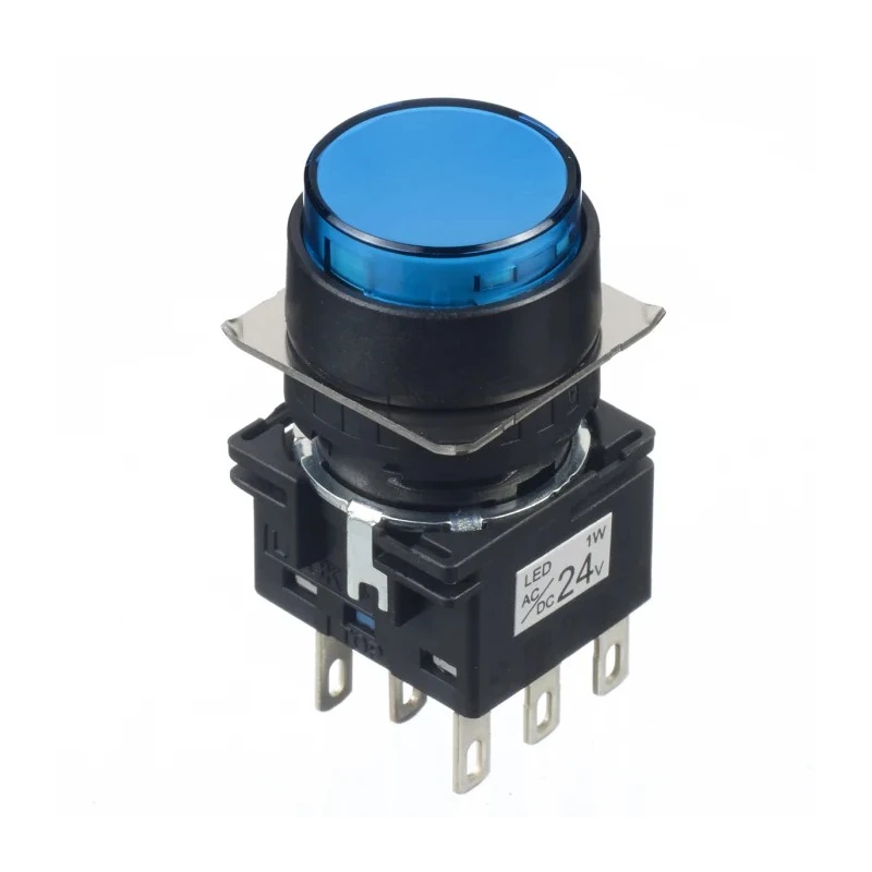 Idec LB Series Illuminated Push Button Switch, Maintained Type, 16 mm Cutout, DPDT, Blue LED, IP65, 30 V dc 125 LB1L-A1T64S