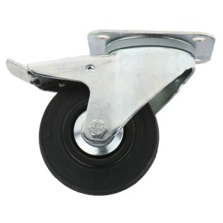 Tente Braked Swivel Castor, 75 kg Load Capacity, 100 mm Wheel Diameter, Rubber Wheel 3377PVJ100P62