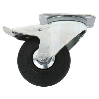 Tente Braked Swivel Castor, 75 kg Load Capacity, 100 mm Wheel Diameter, Rubber Wheel 3377PVJ100P62