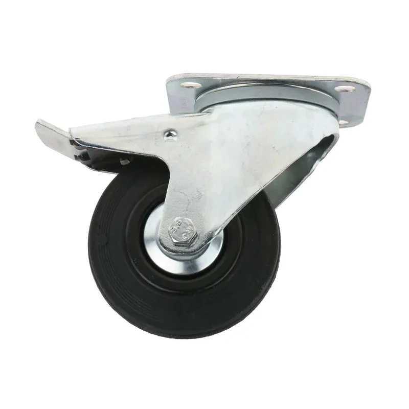 Tente Braked Swivel Castor, 75 kg Load Capacity, 100 mm Wheel Diameter, Rubber Wheel 3377PVJ100P62