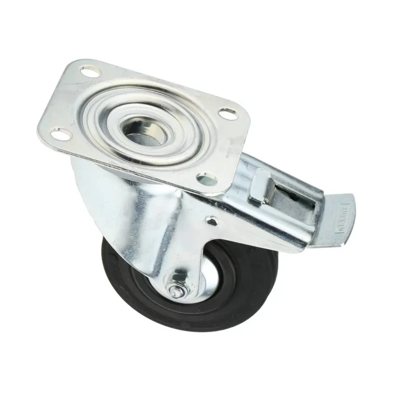 Tente Braked Swivel Castor, 75 kg Load Capacity, 100 mm Wheel Diameter, Rubber Wheel 3377PVJ100P62