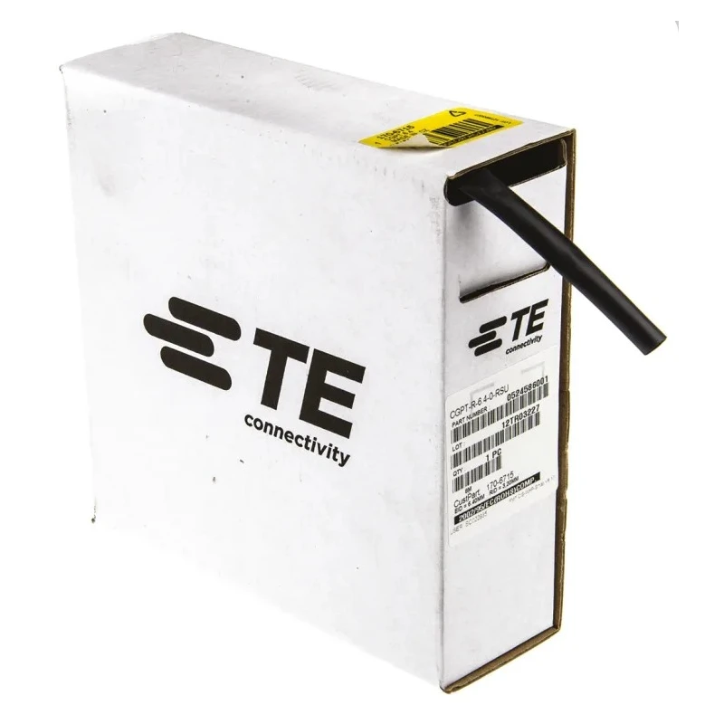 TE Connectivity Heat Shrink Tubing Black 6.4 mm Sleeve Diameter x 8 m Length 2:1 Shrink Ratio Polyolefin Flame CGPT-R-6.4-0