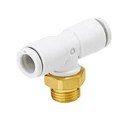 SMC Pneumatic Fitting Threaded-to-Tube Push-in 8 mm, 303 Stainless Steel Brass Electroless Nickel Plated KQ2T08-U01A