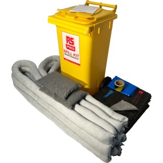 RS PRO 120 Litre Maintenance Spill Kit Mobile Wheelie Bin for Rapid Response Spillage Cleanup 771-6500