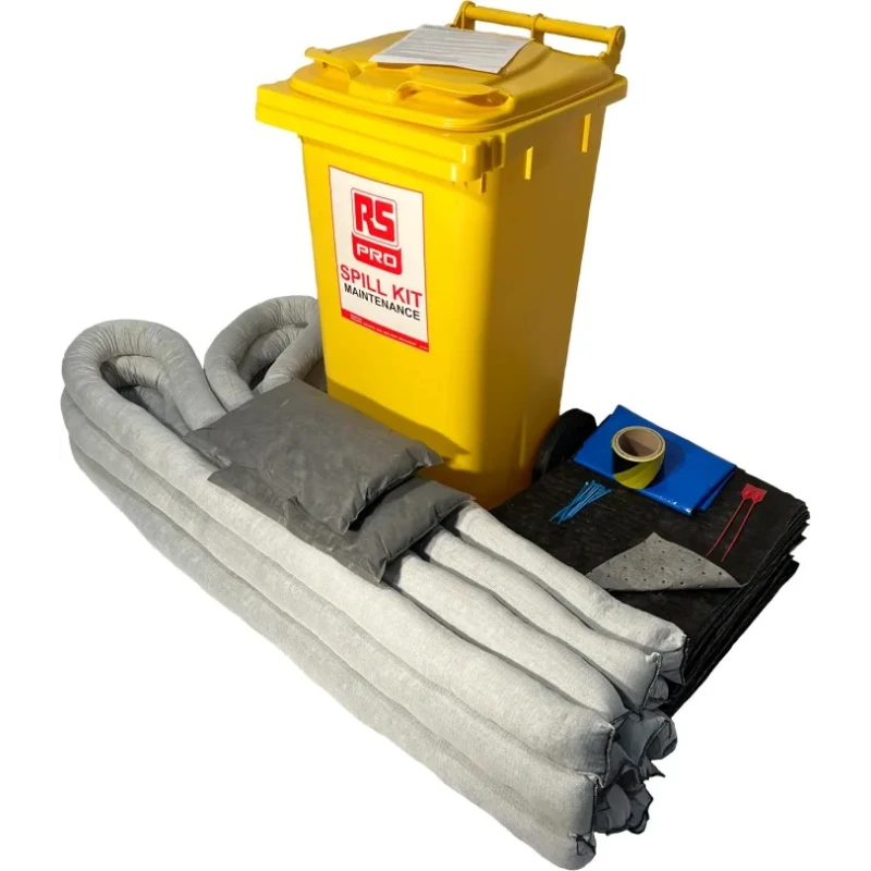 RS PRO 120 Litre Maintenance Spill Kit Mobile Wheelie Bin for Rapid Response Spillage Cleanup 771-6500