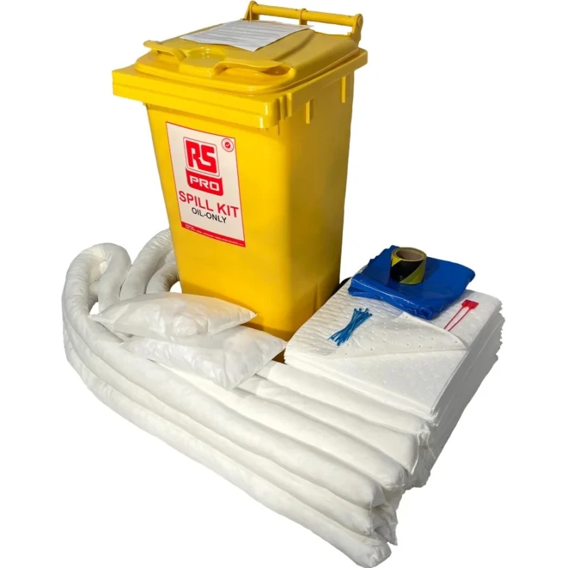 RS PRO Oil Spill Kit 120 L Absorbent Capacity, Mobile Two-Wheeled Bin, For Oil and Oil-Based Liquids 771-6503