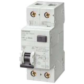 Siemens Residual Current Circuit Breaker with Overload Protection 25A 1-Pole 30mA Trip Sensitivity DIN Rail 5SU1356-7KK25