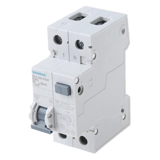 Siemens Residual Current Circuit Breaker with Overload Protection, 6A Current Rating, 1-Pole, 30 mA Trip 5SU1356-7KK06