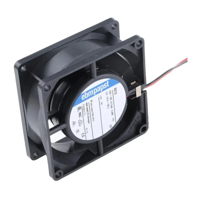 ebm-papst 8300 Series High Performance Ball Bearing Axial Fan, 12V DC, 2.6W Power, 54 m³/h Air Flow, , 80mm x 80mm x IP68