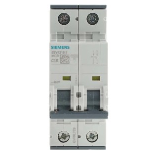 Siemens SENTRON Miniature Circuit Breaker 2-Pole 16A Type C 400V AC 72V DC 10 kA Breaking Capacity 5SY4216-7