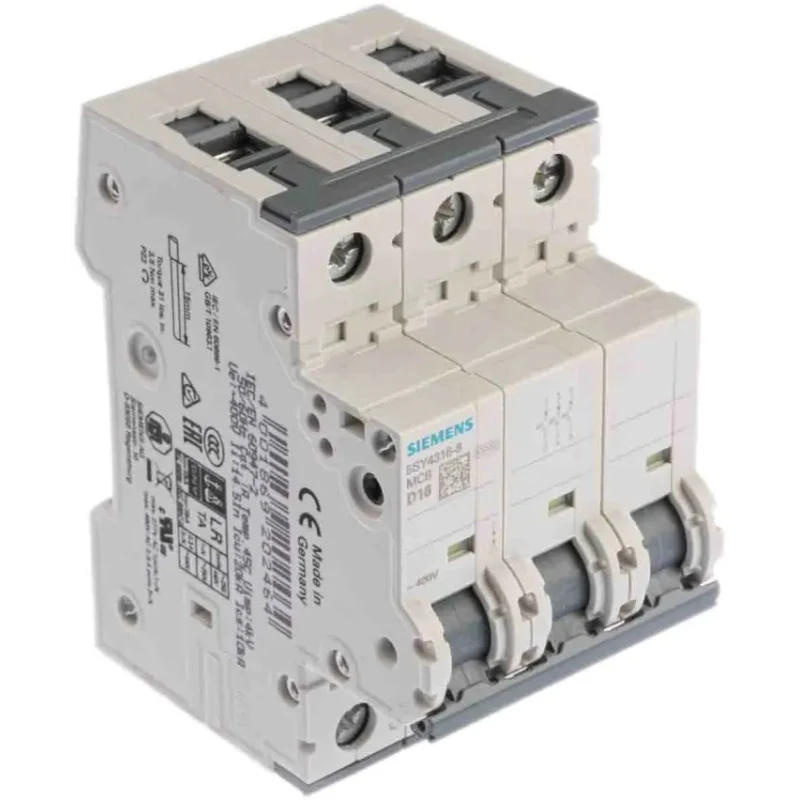 Siemens SENTRON Miniature Circuit Breaker 3-Pole, 16A, Type D, 400V AC, 60V DC, 10 kA Breaking Capacity 5SY4316-8