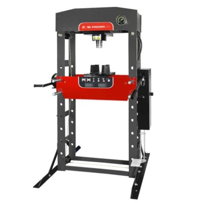 Facom 50 t Hydraulic Press with Foot and Hand Control, Eye Level Pressure Gauge, Automatic Piston Return W.450