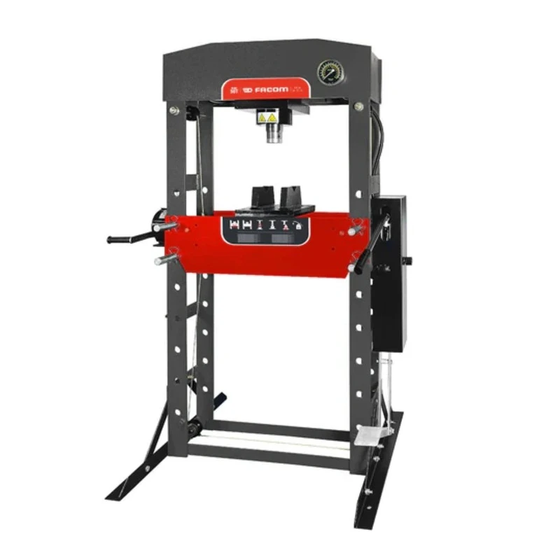Facom 50 t Hydraulic Press with Foot and Hand Control, Eye Level Pressure Gauge, Automatic Piston Return W.450