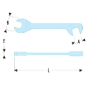 Facom Open End Spanner Metric Double Ended Satin Chrome 70mm Overall Length 34.3.2