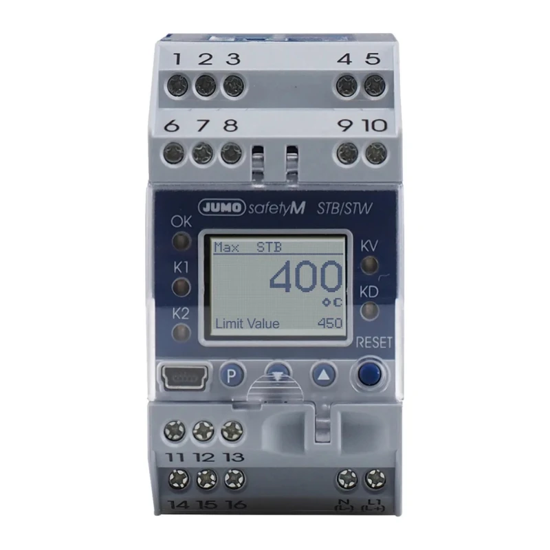 Jumo SafetyM DIN Rail Temperature Limiter 2 Input, 2 Output 2 Relay 24V ac/dc PID Controller 701150/8-01-0253-2001-25/005