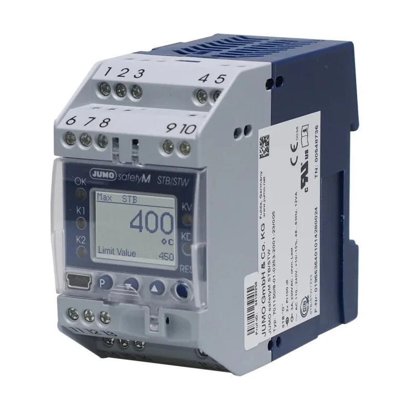 Jumo SafetyM DIN Rail Temperature Limiter 2 Input, 2 Output 2 Relay 24V ac/dc PID Controller 701150/8-01-0253-2001-25/005