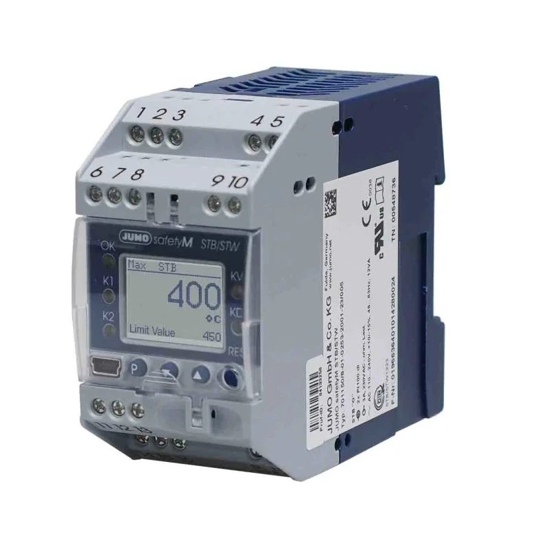 Jumo STB/STW DIN Rail Temperature Limiter 2 Input 2 Output Relay 5A 240V AC On-Off 701150/8-01-0253-2001-23/005