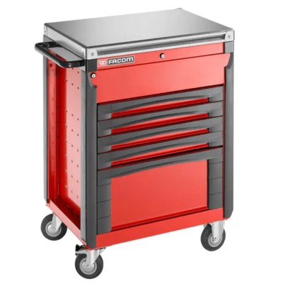 Facom 4 Drawer Wheeled Roller Cabinet Galvanised Steel, Red, 825mm x 546mm CR.T5XL