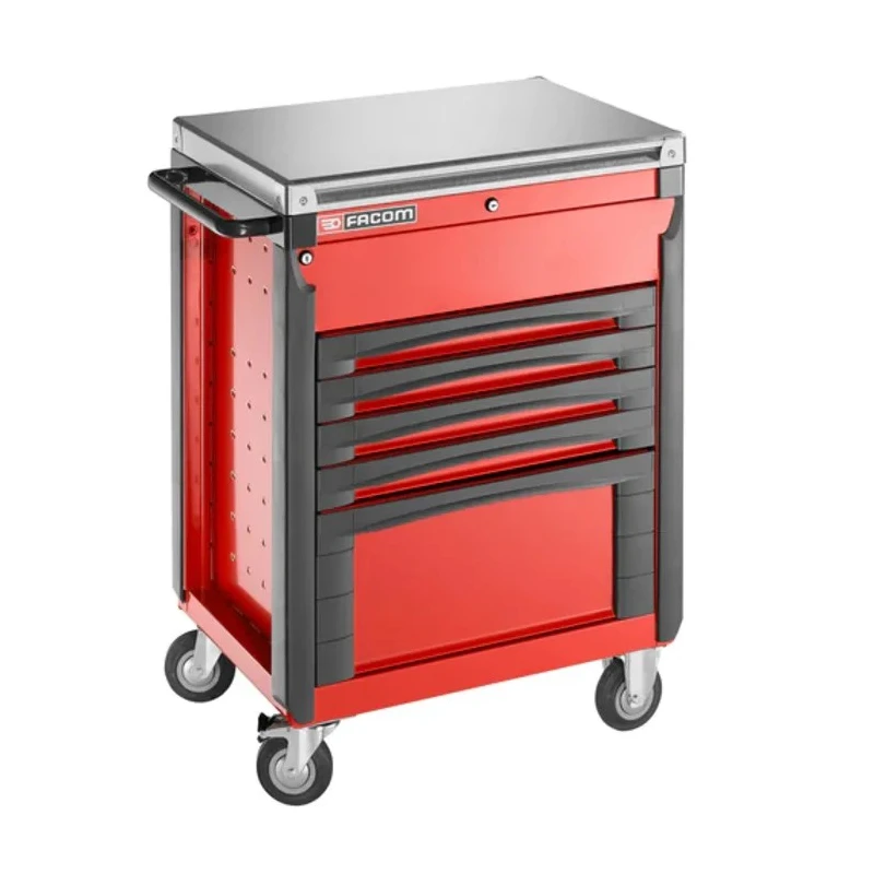 Facom 4 Drawer Wheeled Roller Cabinet Galvanised Steel, Red, 825mm x 546mm CR.T5XL