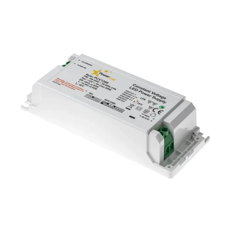 PowerLED 5 Output Constant Voltage LED Driver, 12V, 60W, 5A, AC-DC Enclosed PCV1260