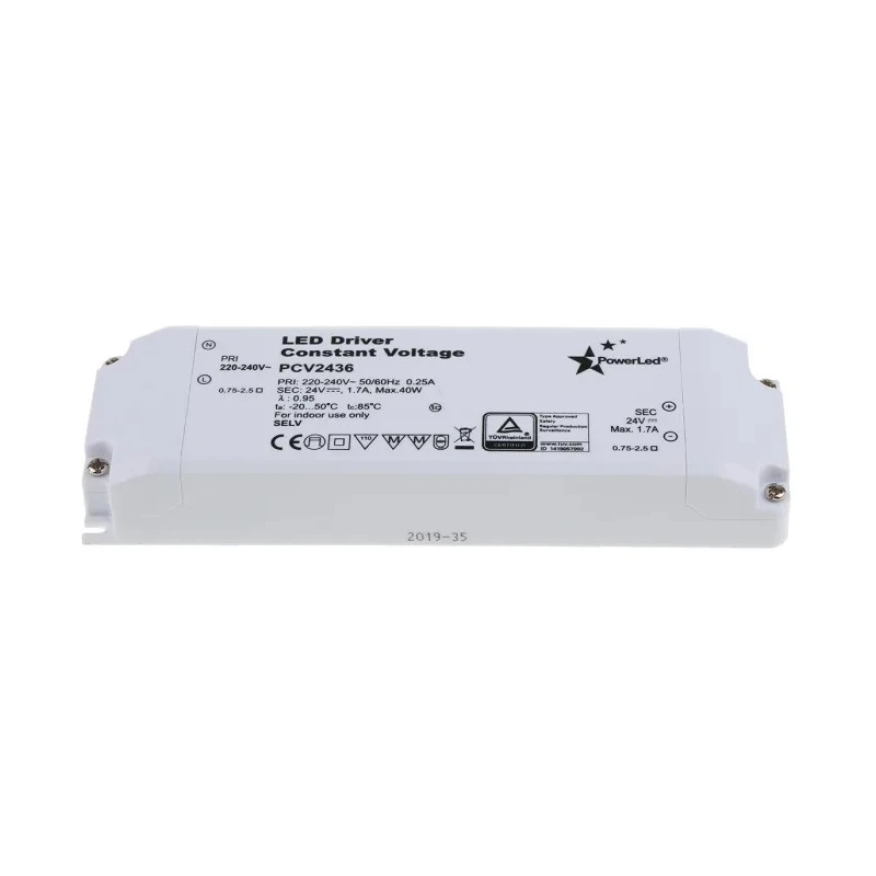 PowerLED 5 Output Indoor Constant Voltage LED Driver, 24V, 36W, 1.5A, Screw Mount PCV2436