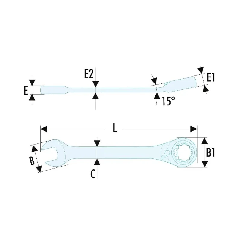 Facom Combination Ratchet Spanner Chrome Finish 8 mm Size, 90.5 mm Overall Length 467BS.8