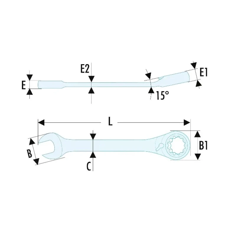 Facom Combination Ratchet Spanner Chrome Finish 7 mm Size, 90.5 mm Overall Length 467BS.7