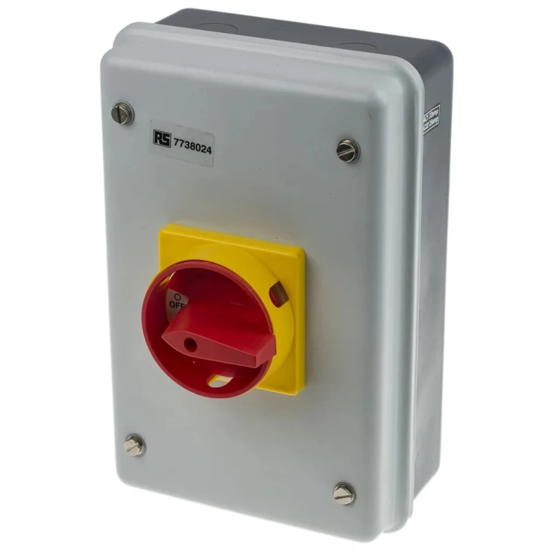 RS PRO 4-Pole Panel Mount Isolator Switch 40A, IP54, 18.5 kW, 690V AC, Red Handle IP54
