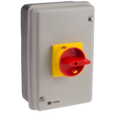 RS PRO 4-Pole Panel Mount Isolator Switch IP54 80A 37kW Red Handle IP54