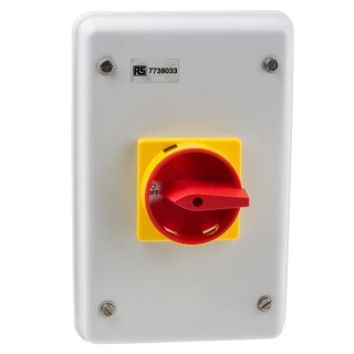RS PRO 4-Pole Panel Mount Isolator Switch, IP54, Red Handle, 40A, 37 kW, 690V AC, Series RS PRO IP54