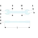 Facom Open End Spanner Metric Double Ended 38 x 42 mm, Chrome Finish, 381mm Overall Length 44.38X42