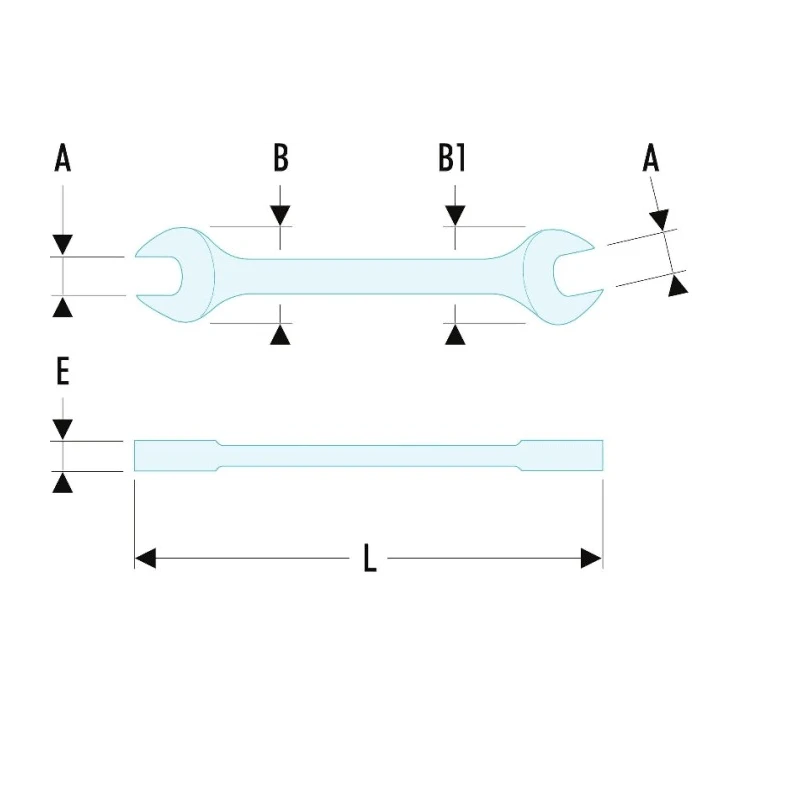 Facom Open End Spanner Metric Double Ended 38 x 42 mm, Chrome Finish, 381mm Overall Length 44.38X42