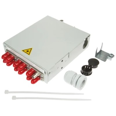 Telegartner 6 Port ST Duplex Fibre Optic Patch Panel Multimode Zinc Plated Sheet Steel 140x140x35mm H82050F0001