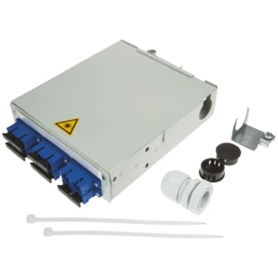 Telegartner 6 Port SC Duplex Single Mode Fibre Optic Patch Panel, Flat Panel Zinc Plated Sheet Steel 140x140x35 H82050E0002