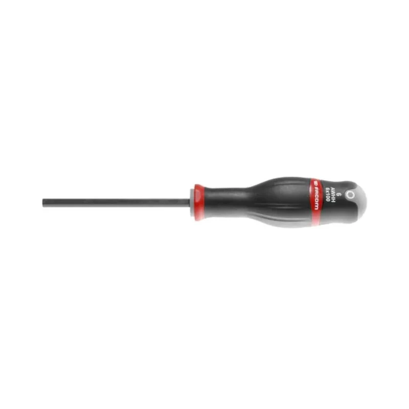 Facom Standard Insulated Screwdriver 6 mm Tip, 100 mm Blade, 220 mm Overall ATWHH6X100