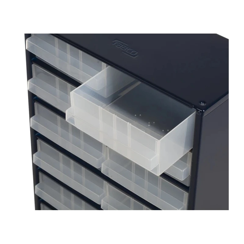 Raaco Drawer Storage Unit Cabinet 16 Drawers Painted Steel 552mm x 150mm x 150mm Blue 137423
