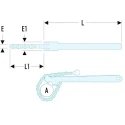 Facom Chain Wrench 60 to 114 mm Jaw Capacity, 360mm Length, Metal Handle 136A.2