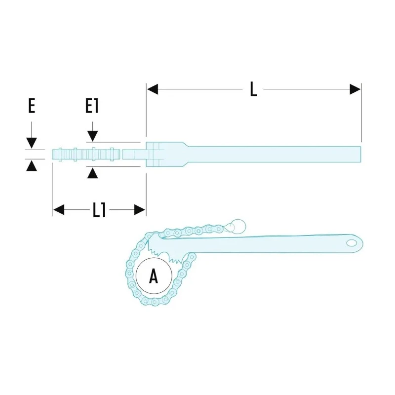 Facom Chain Wrench 60 to 114 mm Jaw Capacity, 360mm Length, Metal Handle 136A.2