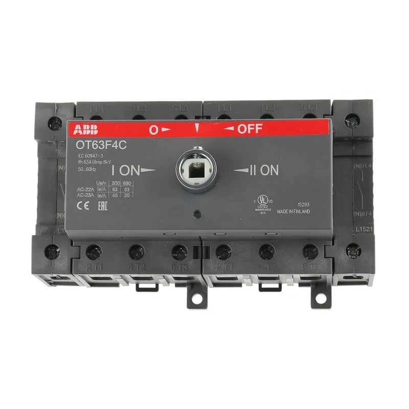 ABB 4-Pole DIN Rail Non-Fused Isolator Switch, 3-Phase, 63A, 690V AC, 15 kW, IP20 OT63F4C 1SCA105369R1001