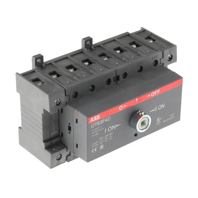ABB 4-Pole DIN Rail Non-Fused Isolator Switch, 3-Phase, 63A, 690V AC, 15 kW, IP20 OT63F4C 1SCA105369R1001