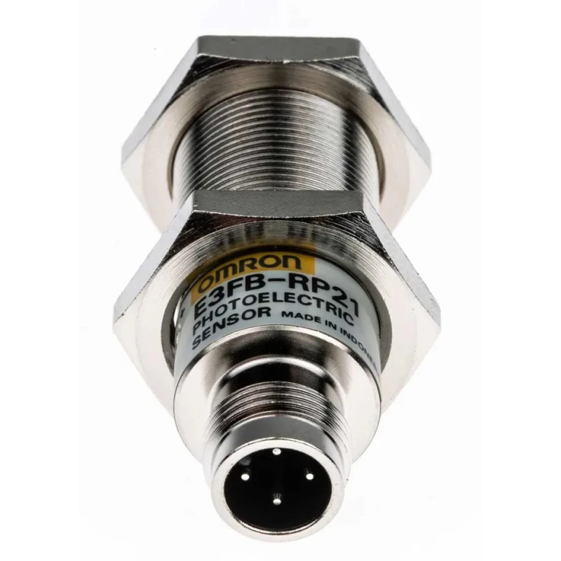 Omron Retroreflective Photoelectric Sensor Barrel Style 100 mm to 4 m Detection Range PNP Output Nickel Plated E3FB-RP21