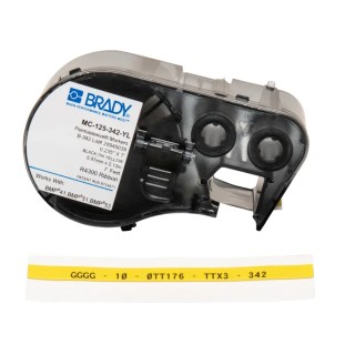 Brady Black on Yellow, Black Label Printer Tape, 2.13 m Length, 5.97 mm Width MC-125-342-YL