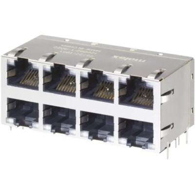 Molex 85727 Series RJ45 Connector Female Through Hole Cat5 Cat5e Shielded Right Angle 8 Port 8 Way RJ45