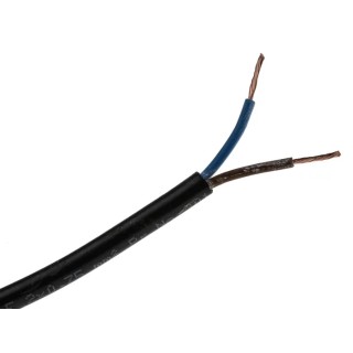 RS PRO 2 Core Power Cable Black 0.75mm² 300V 70°C PVC Jacket 100m 775-5845