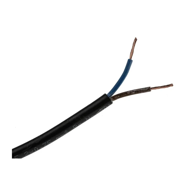 RS PRO 2 Core Power Cable Black 0.75mm² 300V 70°C PVC Jacket 100m 775-5845