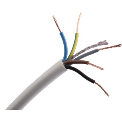 RS PRO 5 Core Power Cable 0.75mm² 300/500V White PVC Jacket 70°C 100 m 775-6176