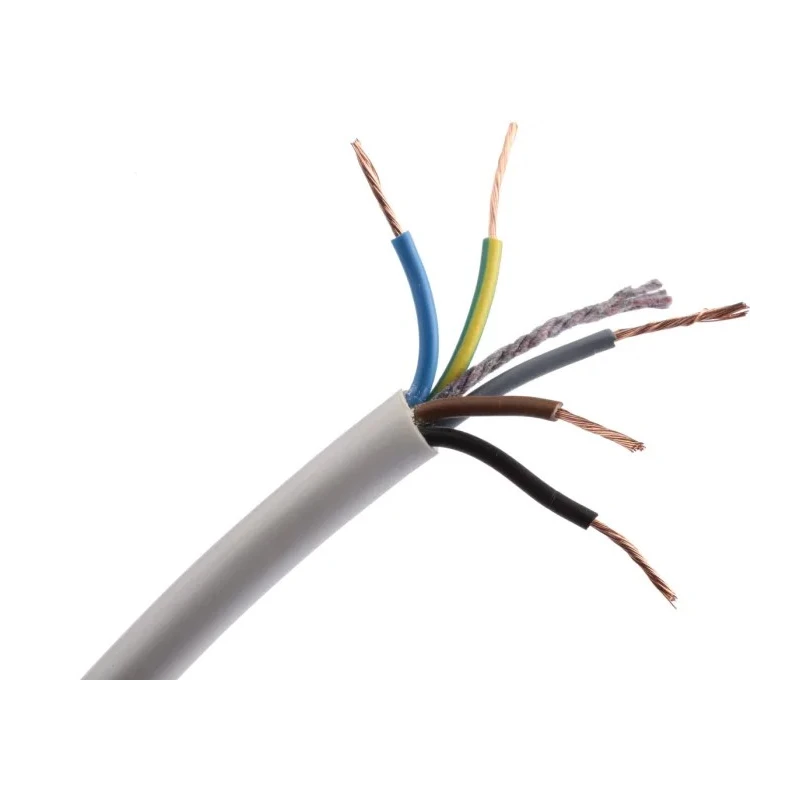 RS PRO 5 Core Power Cable 0.75mm² 300/500V White PVC Jacket 70°C 100 m 775-6176