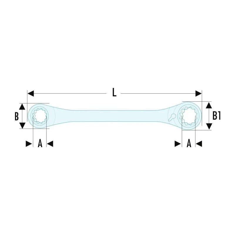 Facom Ratchet Ring Spanner Double Ended Metric Size 12 x 14 mm Satin Chrome Finish 190mm Overall Length 64C.S3