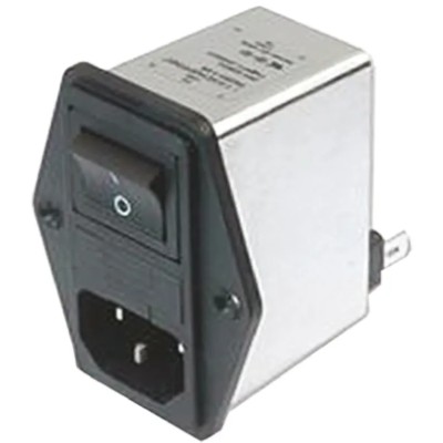 Schaffner 250V ac 1.2A 2 Pole Flange IEC Filter Male Connector with 1 Fuse FN283-1-06